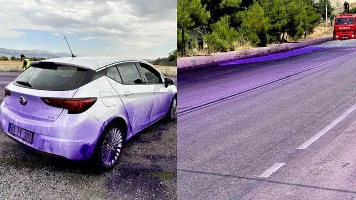 Karayoluna boya döktü! Cezası belli oldu