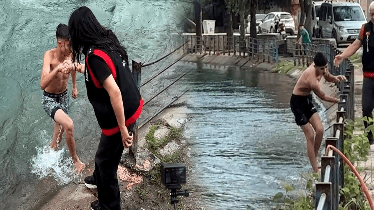 Tehlikeye aldırmadan kanala girdiler: Ailelerine ceza yazıldı